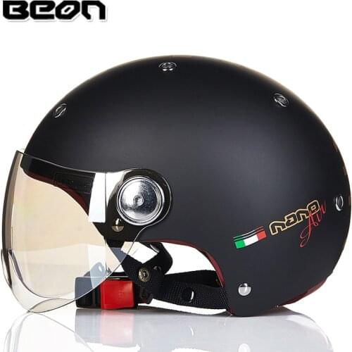 BEON Motorcycle Half Face Helmet Motorbike Unisex Open Face Vintage Electric Bike Scooter Helmets Capacete Casco M L XL