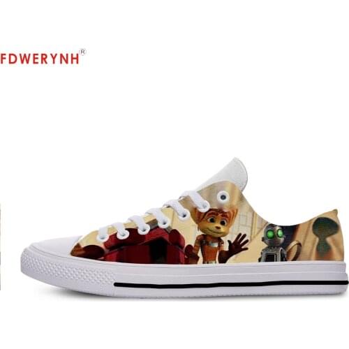 Mens Casual Shoes Cartoon Cute Funny Game Ratchet Clank Canvas Strap Ladies Casual Man Shoes Comfortable