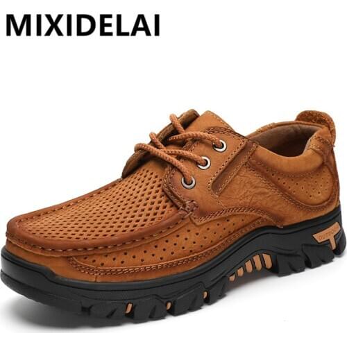 2020 New Men Shoes Genuine Leather Men Flats Loafers High Quality Breathable Outdoor Men Sneakers Male Casual Shoes Plus Size 48