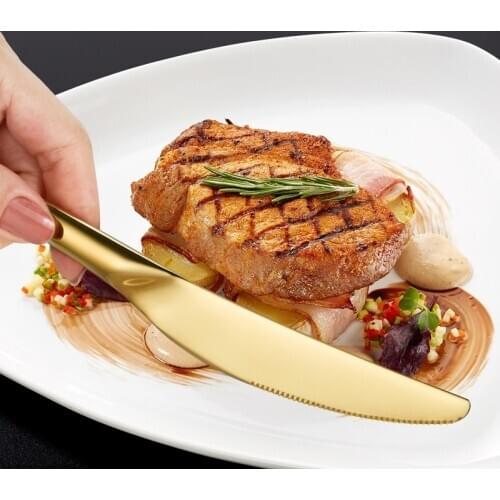 Gold Stainless Steel Cutlery Set Knife and Fork Golden Set Kerst Bestek Gold Spoon Dinnerware Set Stainless Steel