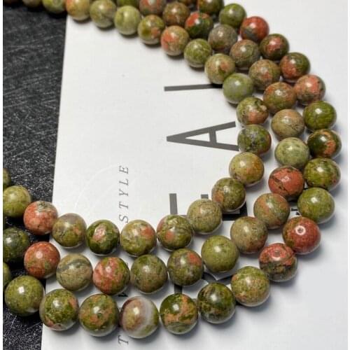 Natural unakite stone beads smooth round perle needlework For Jewelry Making DIY Bracelet Necklace