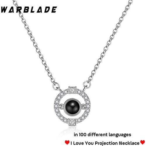 2019 New Arrival Rose Gold&Silver 100 languages I love you Projection Pendant Necklace Romantic Love Memory Wedding Necklace