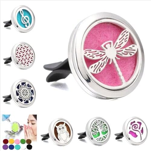 New Car Air Diffuser Dragonfly Locket Vent Freshener Car Essential Oil Diffuser Perfume Aromatherapy Jewelry Free 1pcs Oil Pads