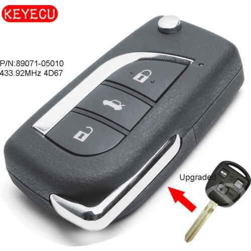 Keyecu Upgraded Remote Key Fob 433.92MHz 4D67 Chip for Toyota Avensis 2003-2008 FCC: 89071-05010