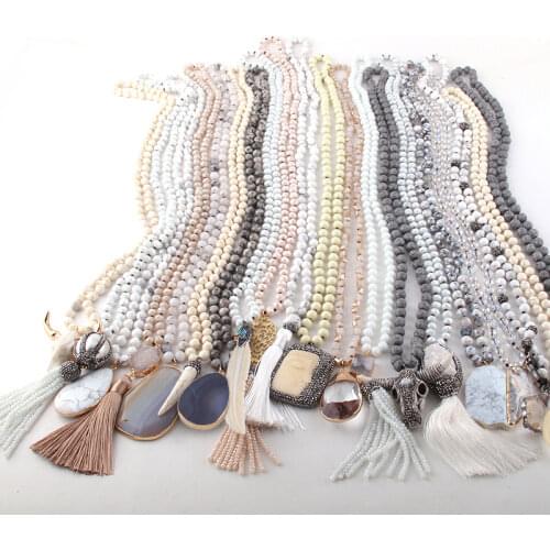 Wholesale Fashion 20pc Mix Color White/Beige/Gray Necklace Handmade Women Jewelry