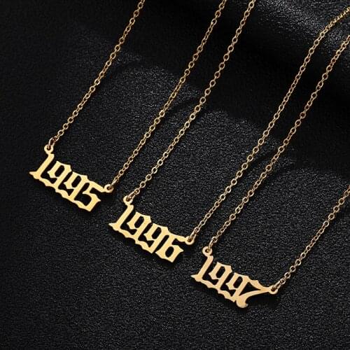 SONYA Stainless Steel Birth Year Necklace For Women Gold Color Year Number Pendant Necklaces 2020 Fashion Jewelry Birthday Gift