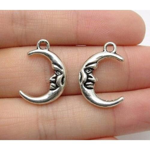 20pcs/lot--15x22mm, moon cham,Antique silver plated moon face charms ,DIY supplies, Jewelry accessories