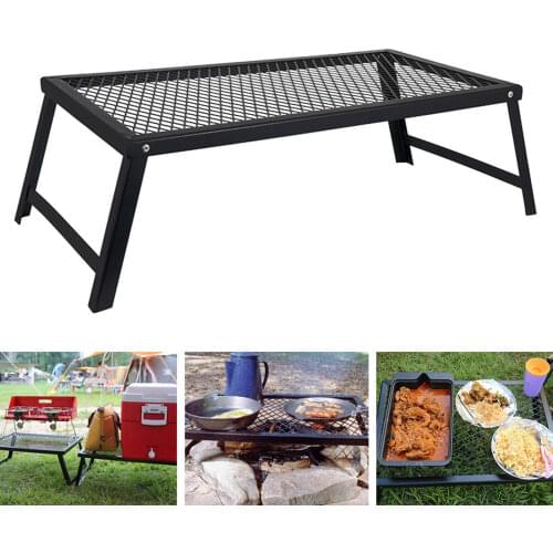 Portable Foldable BBQ Grill Rack Campfire Table for Cooking Camping Barbecue Portable Camping Outdoor Barbecue Accessories