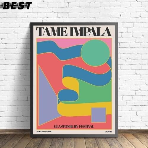 Tame Impala At Glastonbury Gig Poster Vintage Colorful Canvas Painting Retro Wall Pictures for Living Room Home Decor No Frame