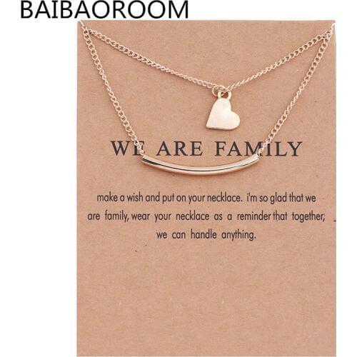 10pcs Golden Plated We Are Family Love Double Layer Alloy Clavicular Bones Pendant Short Chocker Necklace