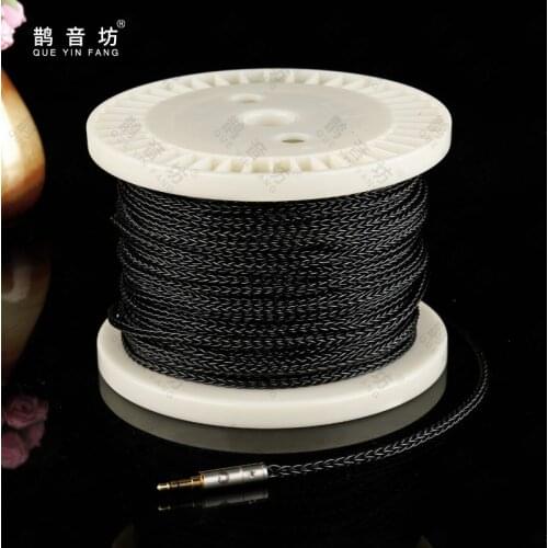 QUEYINFANG DIY 8-Core Earphone Upgrade Cable Silvered OFC Copper 8-core Black Earphone Wire PVC Sheath 1.0mm per core