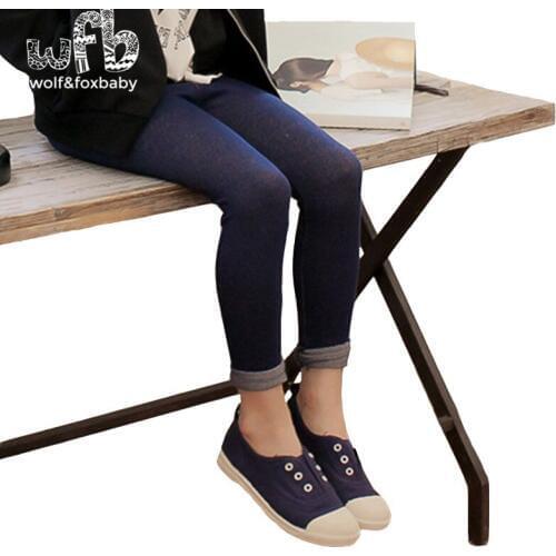 Retail 3-10 years pants solid color High waist full-length pants children Kids infant Baby for spring autumn fall