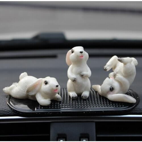 Family White Rabbit Figurine Animal Model Resin Craft Micro Landscape Home Decor Miniature Fairy Garden Decoration Accessories