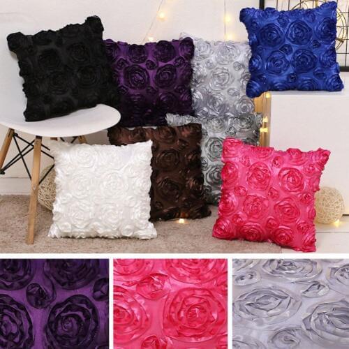 3D Floral Flower silk pillowcase Floral Pillow Case Cover Home Decor Sofa Bedding Waist Cushion Cover