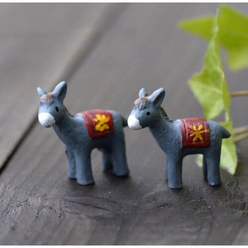 Donkey Figurine decoration fairy garden Moss Ornament miniature Cartoon Animal Status resin craft Decor Gift