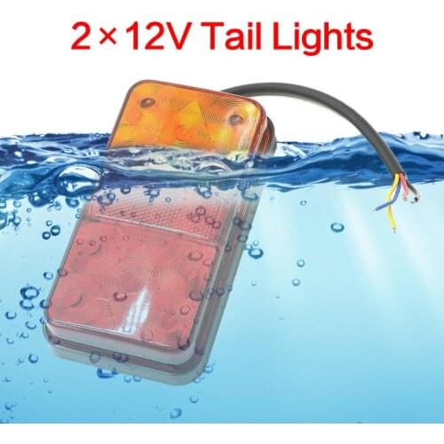 1 Pair 12V LED Waterproof Car Truck LED Rear Tail Light Warning Lights Rear Lamp Trailer Light For Campers ATV Truck Accessories