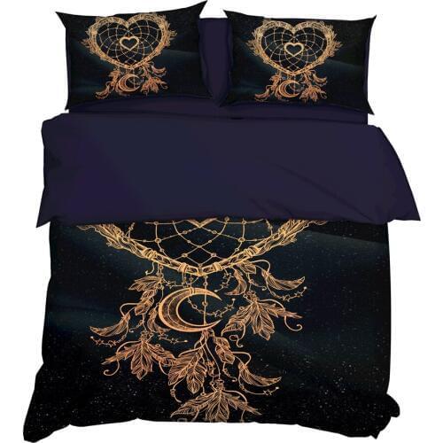 YuXiu 3D Shape of Heart Duvet Covers 3-Pieces Set Black Bedding Sets Bed Linens Cover and Pillowcases King Queen Full Twin size