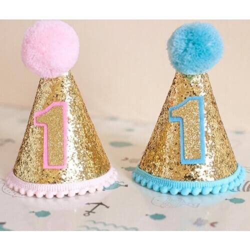 1pc Glitter Cloth Small Pointed Hat Mini Party Hat Boys Girls First Birthday Nautical Felt Party Hat Newborn Birthday Hat
