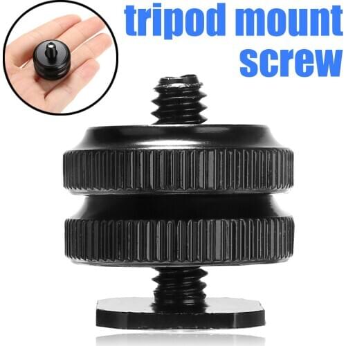 1pc Professional Hot Shoe Adapter Black 1/4 Inch Dual Nuts Tripod Mount Screw To Flash For Camera Camcorder Telescope