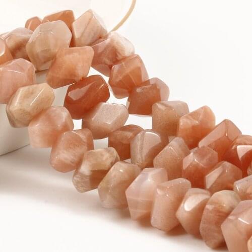 10MM Natural Faceted Sunstone Stone Beads Irregular Flat Loose Spacer Beads For Jewelry Making DIY Bracelet Earrings 7.5/15inche
