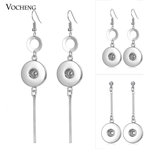 10pcs/lot Wholesale Vocheng Ginger Snap Dangle Women Earring Fit 18mm Snap Charms Button 3 Styles NN-638*10