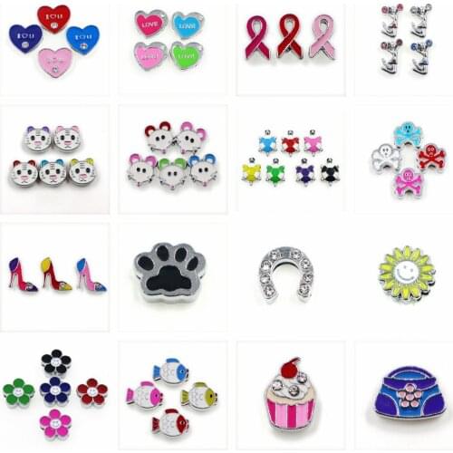 10pcs/lot Internal Dia 8mm Slide Charm Cat Bag Lion Strawberry DIY Accessories fit 8mm wide belt pet collar