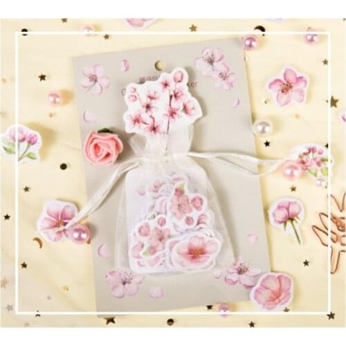 100pcs/Bag Cherry Blossom Stationery Seal Book Mobile Paper Stickers DIY Scrapbooking Diary Decoration Craft Household Supplies