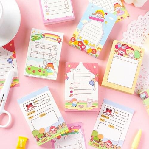 100 Sheets/pack Self Stick Notes Small Notepads Kawaii Animals Exercise Paper Memo Pad For Home School Office Memo Pads