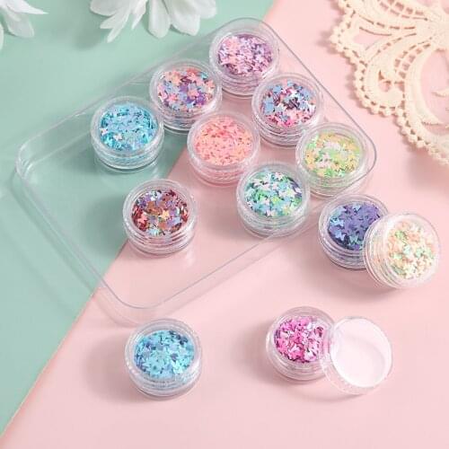 12Pcs/Set Butterfly Nail Glitter Flakes Confetti Glitter 3D Laser Butterfly Nail Decals Flakes For Nail Art Decoration Glitter