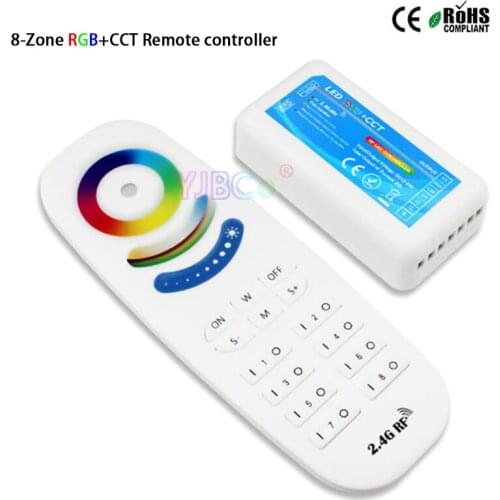 2.4G 8 Zones RGB+CCT Touch Controller 4A*5CH DC12V 24V 5 channel RGBWC dimmer with receiver for led strip light led modules