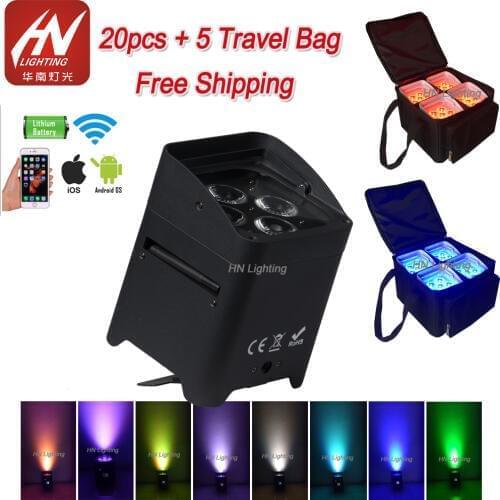 20pcs Disco DJ Par Light 4*18W RGBWA+UV 6IN1 Par Can Wireless WiFi Control Battery Powered Uplights