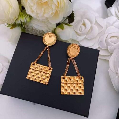 2020 New Hot Gold Fashion Jewelry For Women Bag Design Earrings Party Bag Earrings C Name Bag Earrings
