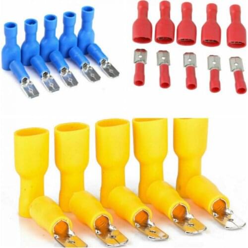 300PCS Red Blue Yellow Insulated Wire Spade Crimp Connector Terminal Male Female