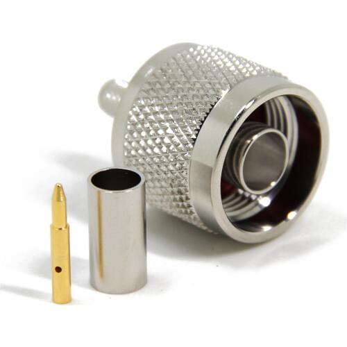 5pcs N Type Male Crimp On Plug Connector for LMR-195 RG-58 LMR213 LMR214 50 Ohm Low Loss RF Coaxial Cable