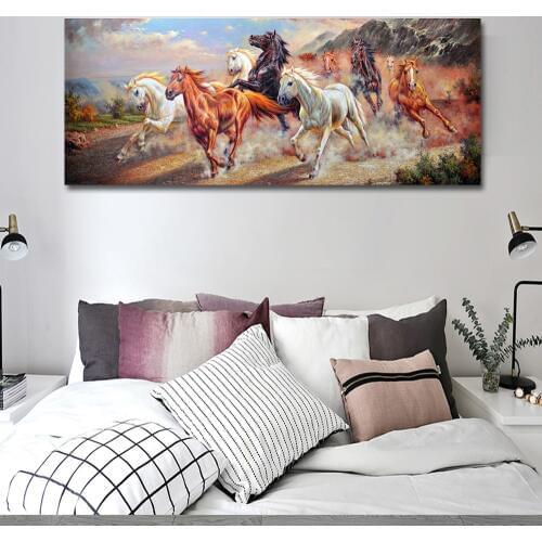 5D DIY Diamond Embroidery eight Running Horses Full Square Round diamond painting Mosaic Handmade Large wall decor