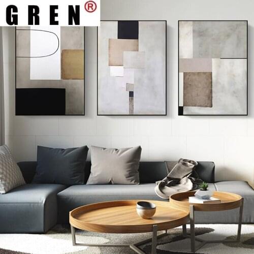 GREN Abstract Geometric Vintage Canvas Paintings Minimalist Poster And Print Wall Art Picture Office Home Decoration No Frame