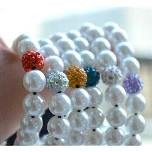 Free shipping! white Mixed 6 color micro pave CZ Disco Ball Beads crystal Bracelet fasion women lot