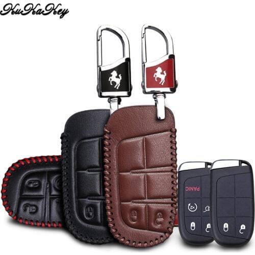 KUKAKEY Genuine Leather Key Case Cover Key Bag For Fiat Punto Bravo Palio Linea Freemont Stilo Grande Car Styling Accessories