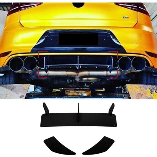 For Golf 7R Golf 7 R 2013-2016 Glossy Black Rear Bumper Diffuser Splitter Spoiler Fins Trim
