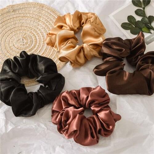 For Girl Women Elastic 1Pcs Large Intestine Satin Fashion Hair Accessories Ponytail Holder Pure Color Nice Gift European Style
