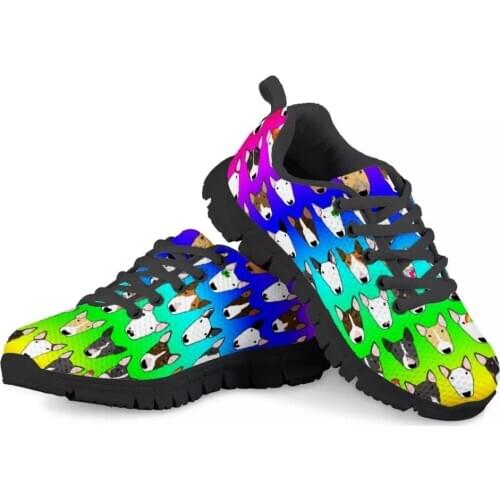 HYCOOL Dog Bull Terrier Print Fashion Kids Shoes Flat Sport Running Walking Anti Slip Sneakers Breathable Footwear Latest Design