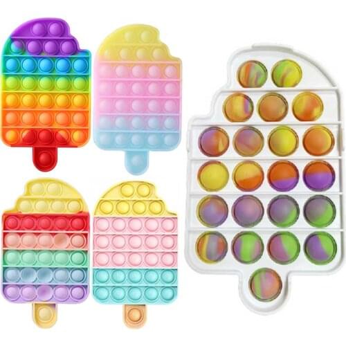 Silicone Ice Cream Fidget Pack Shape Luminous Glow Fluorescence Push Bubble Push Bubble Sensory Anti Stress Toys for Adults Kids