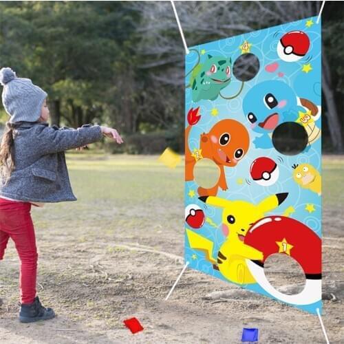 Cartoon Toss Games with 4 Bean Bags Indoor Outdoor Throwing Supplies for Children and Adults Carnival Banner for Party Decor