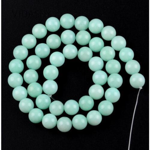 Natural Gem Smooth Amazonite Round Stone Beads For Jewelry Making 4mm-12mm Loose Spacer Beads Diy Bracelet Necklace 15