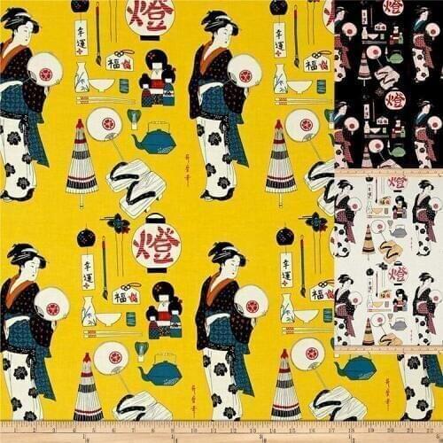 LEO&LIN Japan Diy Craft Cloth Fabric Style Clothing Cotton Plain Printed Cotton Kimono Costumes Tissus 50cm