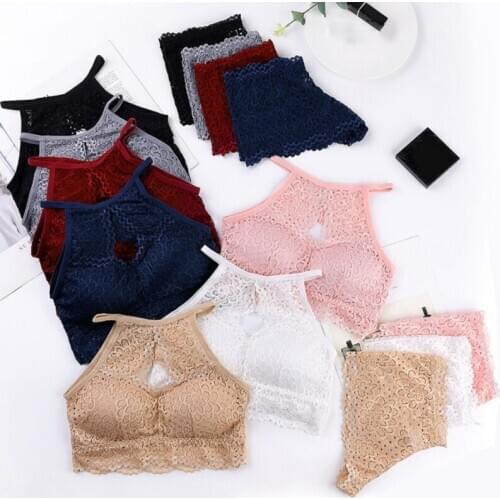 Hot Sale New Women Wrapped Chest Tube Top Underwear Set Sexy Hollow Out Beauty Back Bra Set Lace Bottoming Bras New