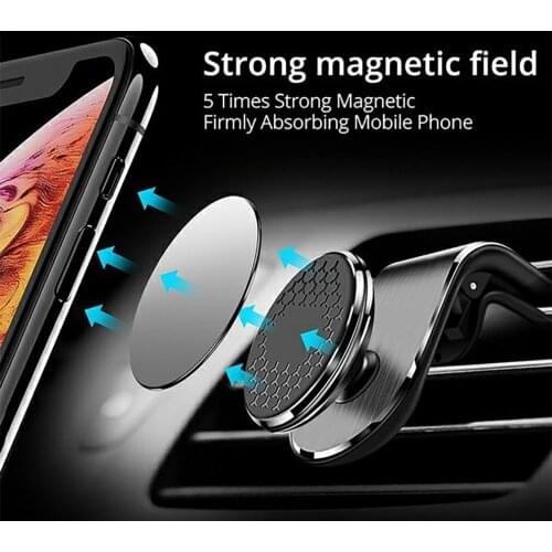 F19 Magnetic Car Phone Holder Universal Air Outlet Metal Navigation Car Bracket 360 Degree Rotation Handsfree Phone Holder