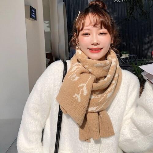 Fashion Imitation Cashmere Women Vintage knitted Floral Scarf Winter Warm Shawl Long Wrap Bandana Outdoor Female Thick Blanket
