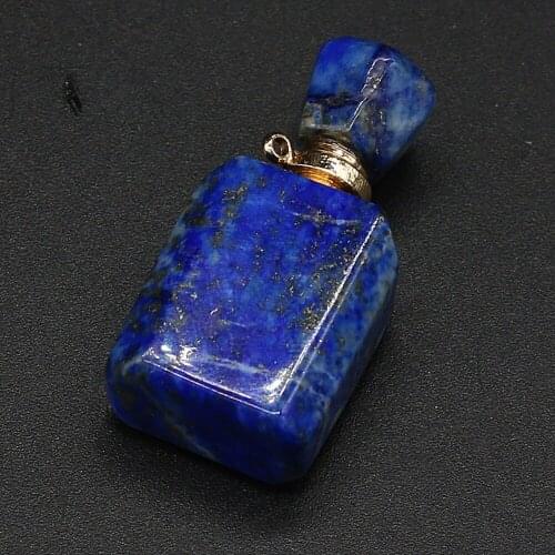 New Natural lapis lazuli Perfume Bottle Pendant Polygon Semi-Precious Stone Pendant For Jewelry Making DIY Necklace Accessory
