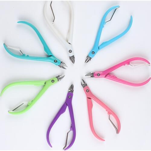 Plastic Handle Nail Cuticle Scissors Stainless Steel Candy Color Manicure Pedicure Tools Dead Skin Scissor Nipper Clipper Tool